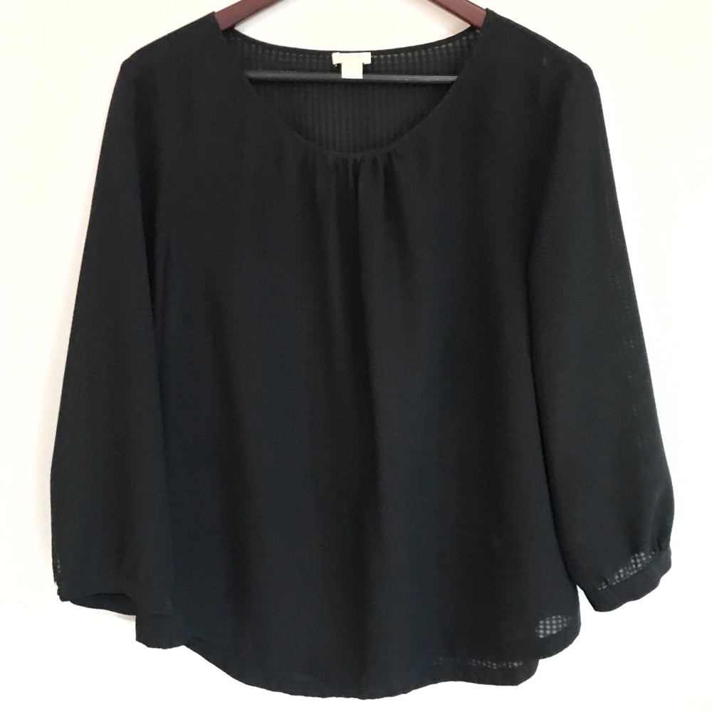 J. Crew Black Long Sleeve Blouse Top